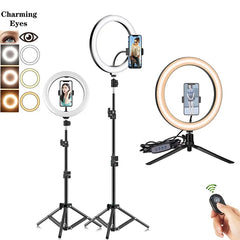 16/26/33cm LED Selfie Light Photography Lights With Tripod Bluetooth Remote Control Dimmable Ring Light For Video Live Fill Lamp