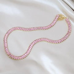 Korean Zircon Inlaid Copper Necklace Luxury Party Jewelry