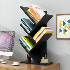 Voltsify  Rustic Standing Tree Bookshelf Wood Display Rack Kids Bookshelf  Bookshelves for Home Office Furniture