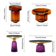 Artistic Glass Coffee Table, Creative Design End Tables for Living Room , Stylish Accent Tea Table with Various Sizes & Colors Living Room Furniture