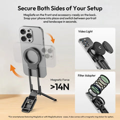 Ulanzi MA38 Mobile Phone Photography Stand Selfie Stick Double Magnetic Overhead Tripod for Samsung Xiaomi Huawei iPhone Vivo