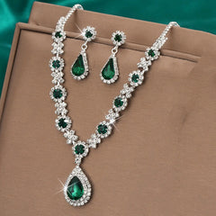 3-Piece Geometric Droplet Jewelry Set – Claw Chain Necklace & Earrings