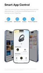 Baseus Bass EH10 NC Wireless Headphones Bluetooth 6.0 Noise Canceling 45dB Over Ear HeadsetSpatial Audio Earphone 80H Time