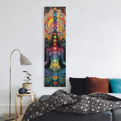 Bohemian Chakra Meditation Vertical Tapestry Colorful Mandala Rainbow Tapestry Wall Hanging For Living Room Aesthetic Tapestry