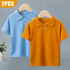 1/2/3 Pcs Children's Solid Color POLO Shirt Boy Handsome Fashion Sports T-shirt Girl Lapel Casual And Comfortable Short Sleeves