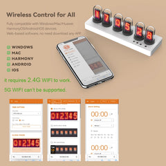 WIFI Control IPS Nixie Tube Alarm Clock with Colorful RGB Lights for Game Room Decoration.DIY Clock Faces and Pictures.Gift Idea