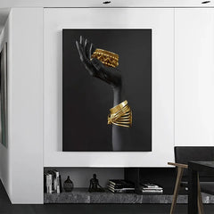 Silver Gold Color African Women Portrait Art Painting Canvas Print Poster Scandinavian Wall Art Picture for Living Room Decor