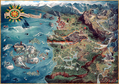 Witcher World Map Continent Locations Wall Art Video Game Gamer Room Decor Poster Canvas Painting Wall Pictures Home Decor Gifts