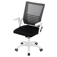 Haodirect Mesh Swivel Office Chair Computer Ergonomic Chair White Armrests Height Adjustable With Pulleys Office Furniture