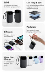 Baseus 22.5W 10000mAh 20000mAh Power Bank Built-In Retractable USB-C & Lightning Cable for iPhone 16 Samsung S25 Xiaomi Poco