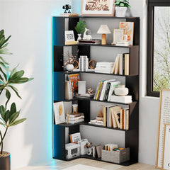 Vertical Vintage Rotating Bookcase Living Room Study Home Corner Bookshelf Light Multifunctional Shelf Storage Furniture