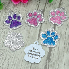 Personalized Dog Cat ID Tag Bling Rhinestone Puppy Kitten Name Tags Anti-lost Pet Collar Accessories Free Engraved Pet Products