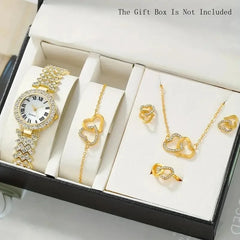 Luxury Women’s Diamond Steel Band Watch & Bracelet Set