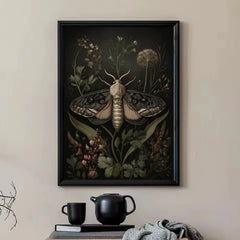 Vintage Dark Gothic Insect Moth Wood Animals Deer Owl Botanical Poster Canvas Painting Wall Art Pictures Home Interior Decor