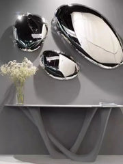 Modern Stainless Steel Water Drop Decorative Mirror Wall Hanging Restaurant Model Room Wall Decoration Pebble Stone Hanging  CC