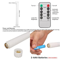 Pack of 12/24Pc LED Flameless Flickering Taper Candles with Remote Battery Operated Tea Lights Home Wedding Decor Candlesticks