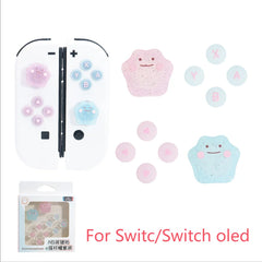 Cute Bling Silicone Soft D-pad Button ABXY Key Sticker Skin Case For Switch 2/NS Oled Joy-con Thumb Stick Grip Cap Cover