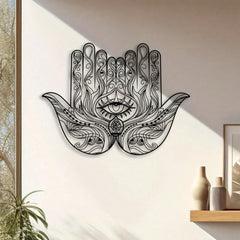 Hamsa Hand Wall Decor Metal Sculpture Evil Eye Spiritual Art Deco Rustproof Home