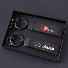 Suede Car Logo Keychain for Audi A1–A8 Q1–Q8 TT