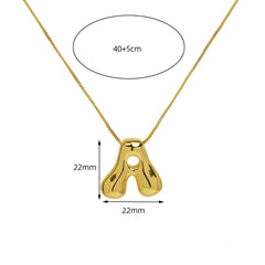 Golden Color Stainless Steel Initial Necklace for Girls Chunky Bubble Letter Pendant Necklaces Trendy Jewelry Gift