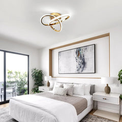 30W Clover LED Aluminum Ceiling Light, Gold Ceiling Light, 6500K White Light Ceiling Light Suitable for Bedrooms, Dining Rooms