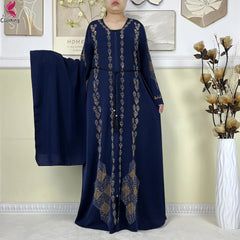 New Style Women Muslim Dress Chiffon Open Abaya 2024 Dubai Women Elegant Dress Islamic Clothing Zipper Cardigan Abaya With Scarf