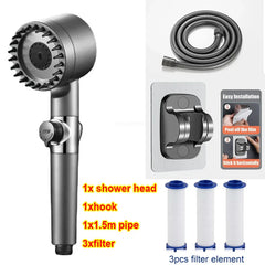 Shower Head Kit High Pressure for Hard Water Pressure Showers Replete for Bathroom Shower 3-mode Adjustable Spray with Massage