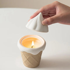 Candle Cup Ice Cream Shaped Ceramic Ornament for Office Party Living Room Home Decor