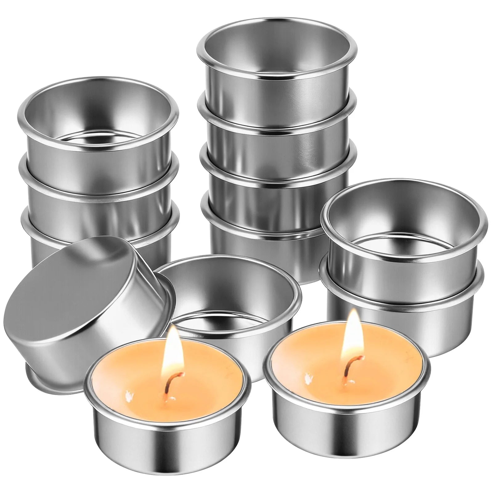 20 Pcs Decorative Scented Cup Simple Style Diy Wax Cups Iron Tealight Cup Desktop Tealight Holder Retro Home Decor
