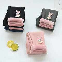 Kids Leggings Cartoon Rabbit Cashmere-Style Leggings Baby Girl Winter Pants Soft Kids' Autumn Wear