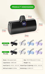 Fast Charging Power Bank Portable Charger External Battery for iPhone Samsung Huawei Xiaomi HONOR 5000mAh Type C or Lightning