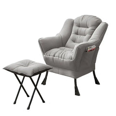 Costway Modern Polyester Fabric Lazy Chair Single Corner Sofa Chair W Side Pocket Beige Living Room Furniture