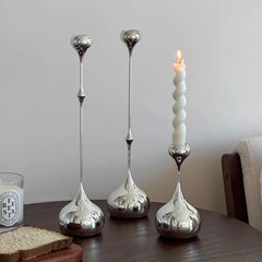 Silver Candle Holder, Metal Candlestick Romantic Art Table Decoration For Home Dining , Wedding Photography Props