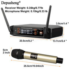 Wireless Microphone Golden Handheld 4 Channel UHF Fixed Frequency Dynamic Microphone For Karaoke Wedding Party Band