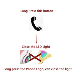 Flash Lamp Cute Cat Ears Headphone Bluetooth5.0 Stereo With Mic Support TF Card Wireless Kids Girl Earphone Birthday Gift