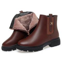 British Style Women Chelsea Boots Square Heel Platform Comfortable Anti-slip Zip Ankle Boots Soft Leather Casual Shoes