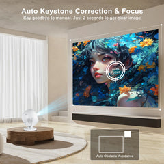 XBJ Mini  4K Home Theater Projector, Android WiFi 6 BT 5.0 Auto Keystone 360° Rotation Portable Video Projector for Outdoor Home
