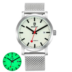 BERNY Watch for Men Automatic Self-Wind Luxury Watch Sappire MIYOTA 8215 Top Luminous 5ATM Mechanical Railroad Wristwatch