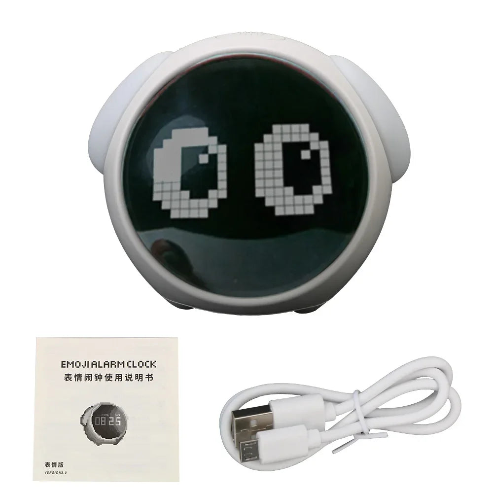 Child Alarm Clock Digital Emotion Table Clock WIth Light Living Room Bedroom Desktop Clock Cute Cartoon Alarm Clock for Kids