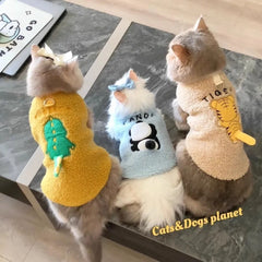 Creative Cat Sweater Cartoon Soft Pet Clothes Warm Fleece Windproof Dog Jacket for Puppy Cats