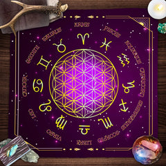 Tarot Tablecloth Mandala Flower Of Life Altar Cloth For Divination Meditation Circle Galaxy Tarot Mat Spiritual Oracle Card Pad
