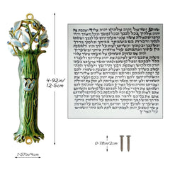 Hand Painted Door Mezuzah Ornament with Screw Zinc Alloy Jewish Mezuzah Case Cover Delicate Embellished Door Wall Hanukkah Decor