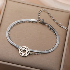 Dawapara Star of David Bracelet Jewish Prayer Judaica Hexagram Charm Protection Amulet Couple Gift Stainless Steel Jewelry