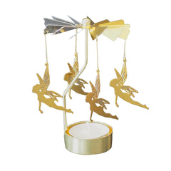 Gold Silver Candlesticks Rotating Romantic Rotation Spinning Carrousel Tea Light Candle Holder Dinner Wedding Bar Party