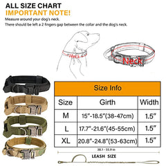 Durable Tactical Dog Collar and Leash Adjustable Military Pet Collar Leash Medium Large Dog German Shepherd Training Accessories Pet Shop