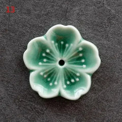 Cherry Blossom Incense Burner Home Ceramic Decor  Stick Holder Aromatherapy Censer Office Teahouse Ornament