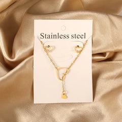 2PCS Stainless Steel Love Heart Pendant Necklaces – No Fade Jewelry Shipping Gold Color