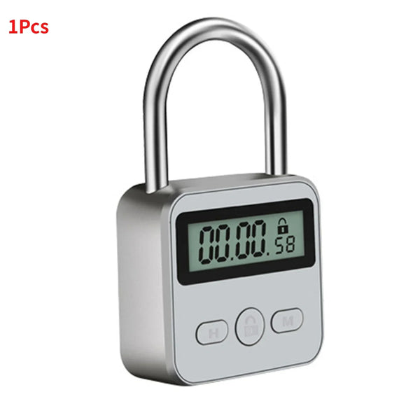 Multifunctional LCD Display Time Lock, Waterproof USB Rechargeable Temporary Timer Padlock, Smart Time Lock for Travel and More