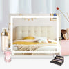 Contemporary Tabletop Vanity Compact Cosmetic Mirror with LED Light Strip-50x42cm, Large Hollywood-Inspired Rectangular Lighted - WHITE