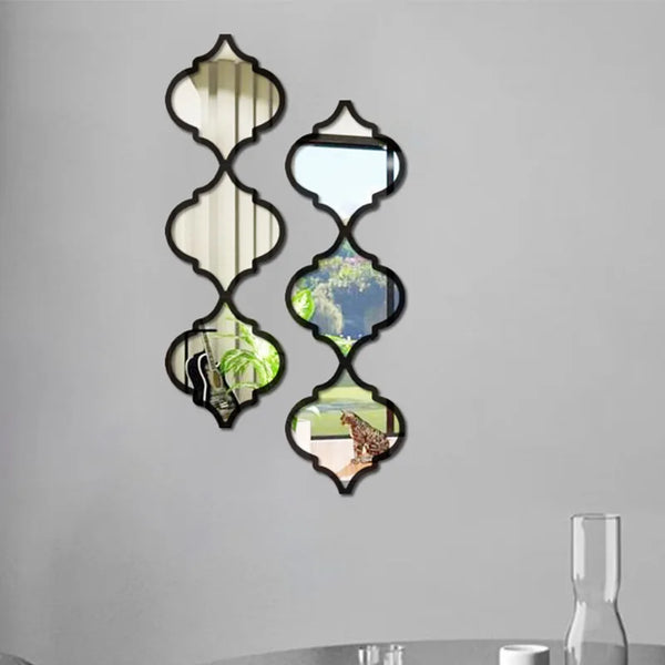 Modern Gourd-Shaped Mirror Acrylic Sticker Wall Cafe Restaurant Decor Boho Lantern shaped Wall Sticker Home Bedroom Living Decor